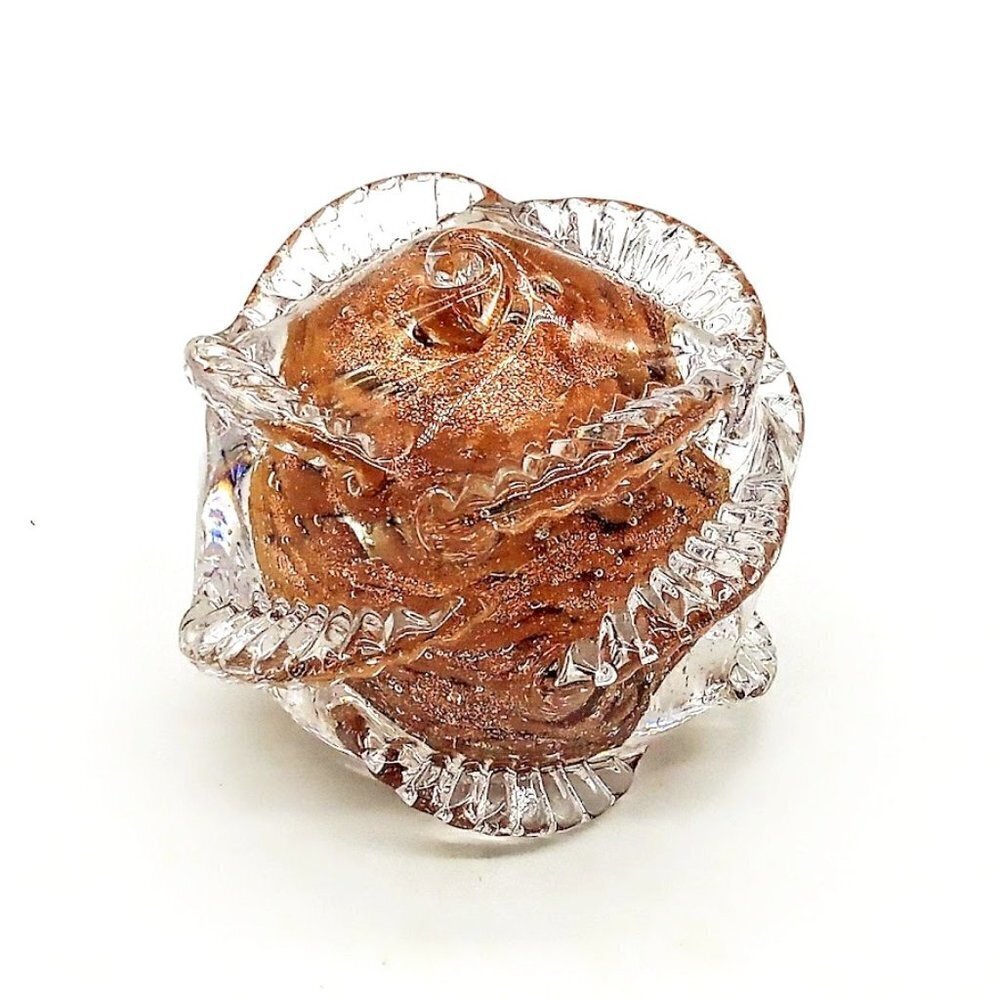 Grant Charpentier Copper Aventurine Studio Art Glass Rose Paperweight